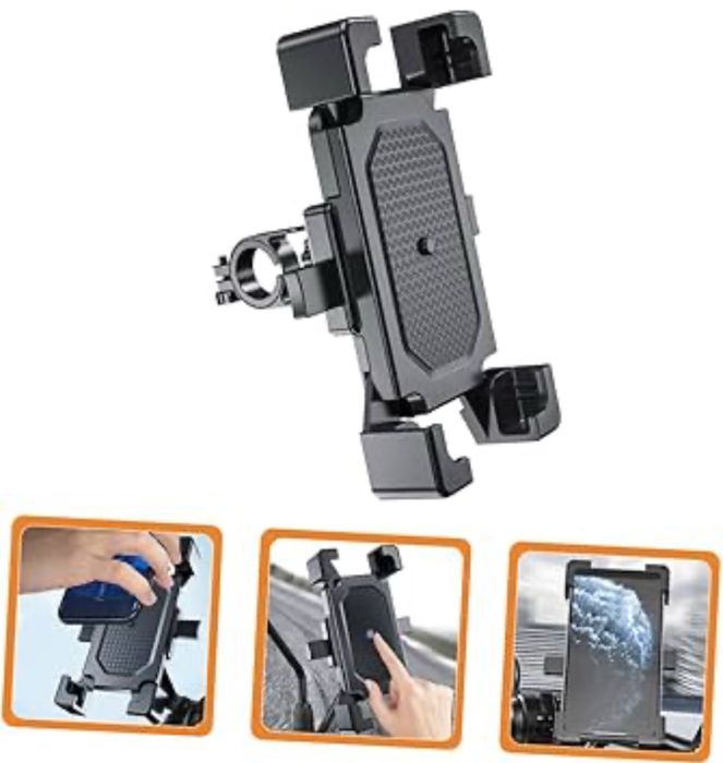 Suport Telefon Universal Bicicleta Reglabil Buton Instant Negru