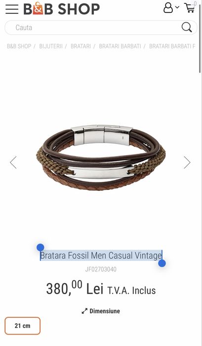 Bratara Fossil Men Casual Vintage din piele naturala - NOUA