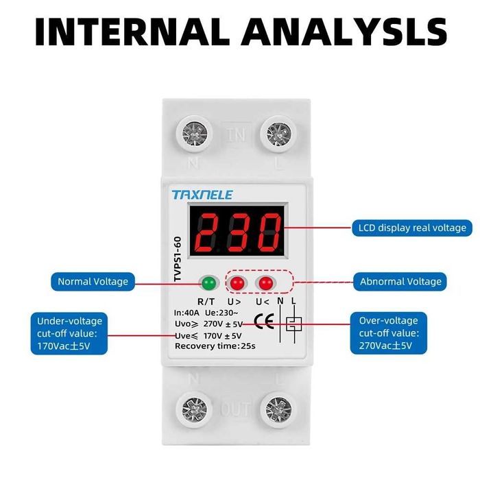 Защита от свръх напрежение автоматичен предпазител 60A