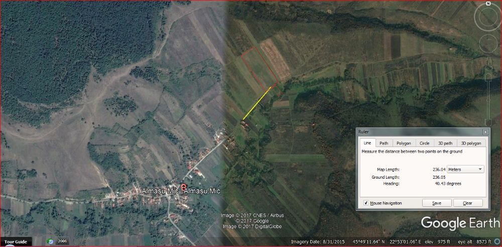 1,7 ha de teren, expunere sud,  pentru casă în livadă