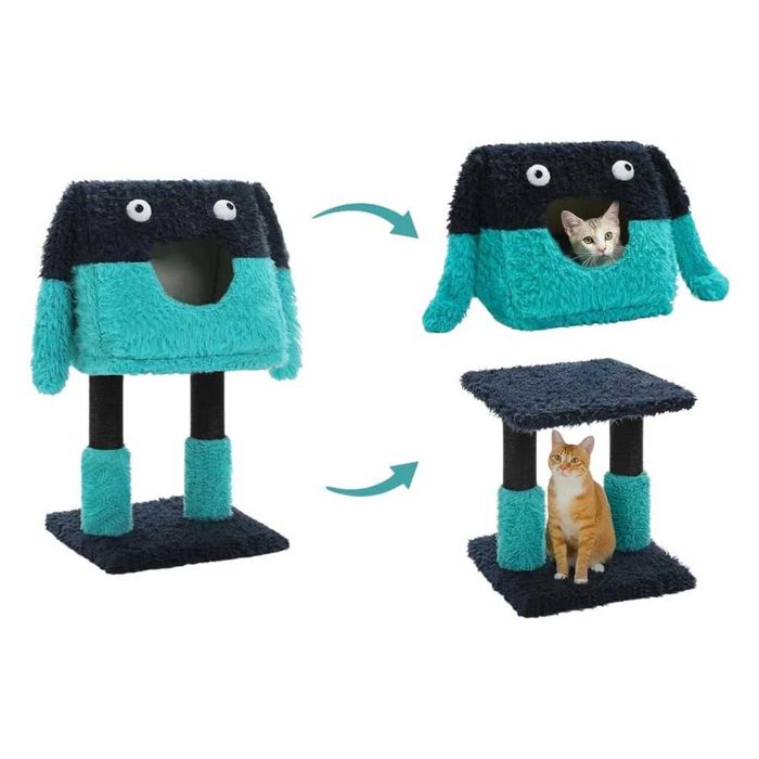 Turn de joaca pisici 2 in 1 – casuta detasabila si stalpi de zgariat
