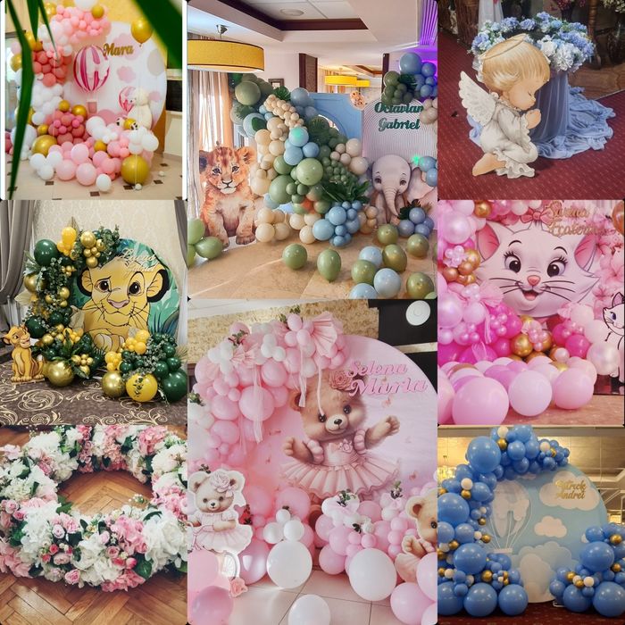 Arcada baloane botez  Aranjamente de masa baloane