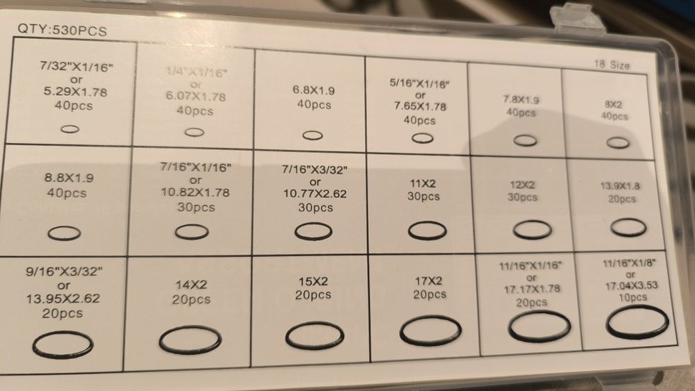 530 броя О-ринг пръстени, уплътнения, гарнитури