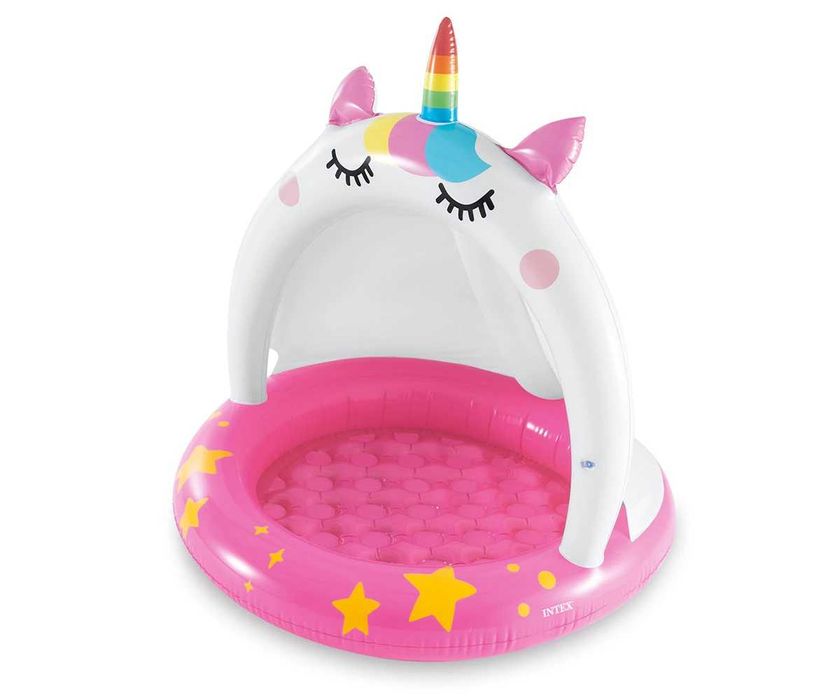 Детски надуваем басейн със сенник INTEX, коте еднорог