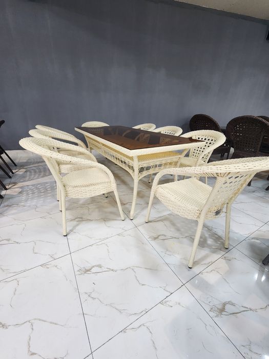 Садовый плетенные Стол стулья Ротанг Rotang 200×90 8 kishilik