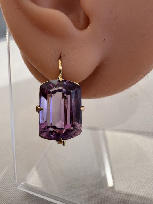 Cercei din aur si ametiste