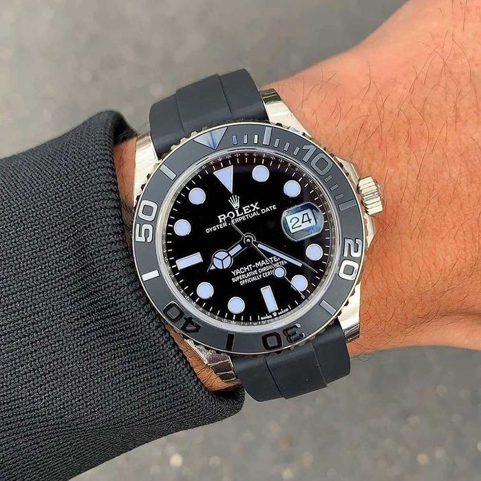Rolex yacht-master 42mm сребро / гума