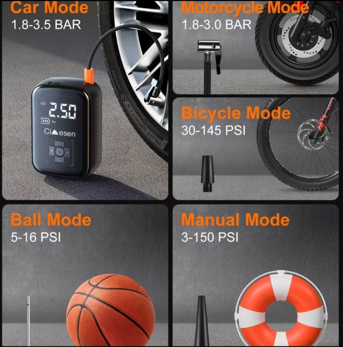 Compresor auto portabil 150PSI, alimentare USB