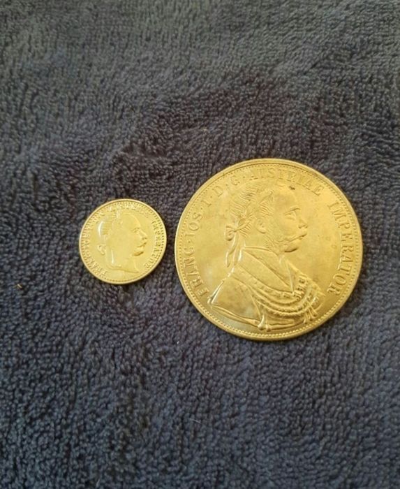 moneda monede de 1 și 4 Franz Joseph Ducati cocosei