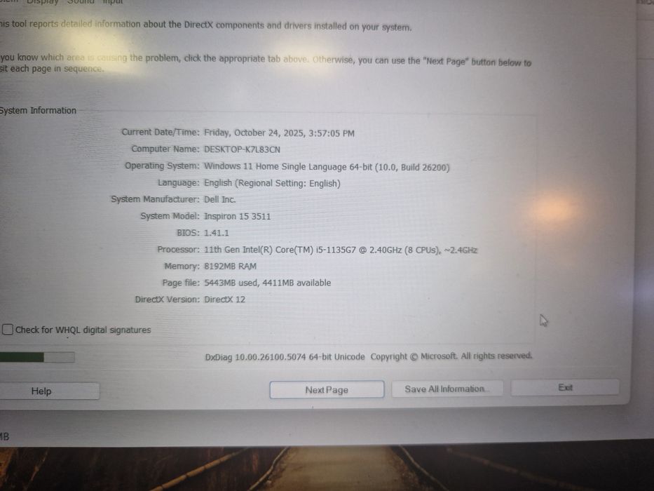 Dell 3511 i5 11th, 8gb ram SSD+HDD amanet Lazar Crangasi 40391