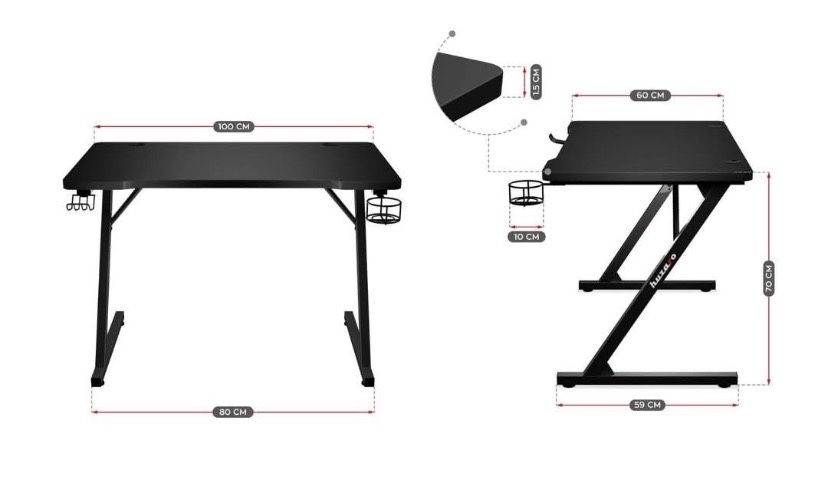 Birou gaming huzaro hero 1.8 ,100x60cm negru