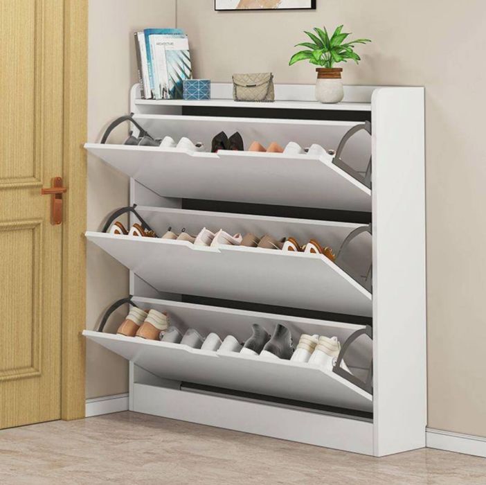 Обувница с откидными полками, компактный шкаф для обуви