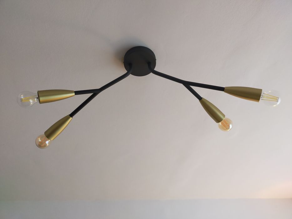 Lucande Carlea plafonieră, alamă-negru, 4 becuri