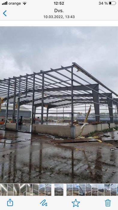 Structura metalica (hală)33,30 ml front fără stalpi intermediari !!!