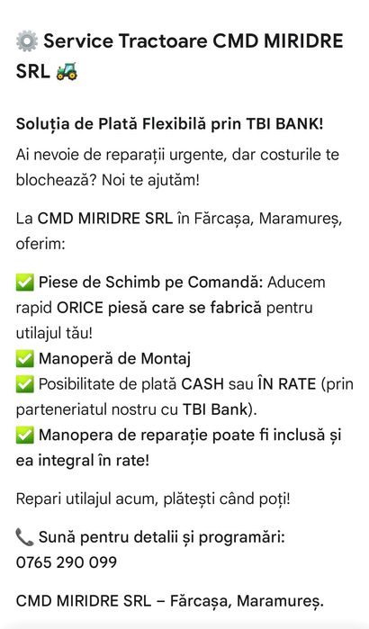 Reparatii tractoare , Magazin piese auto.