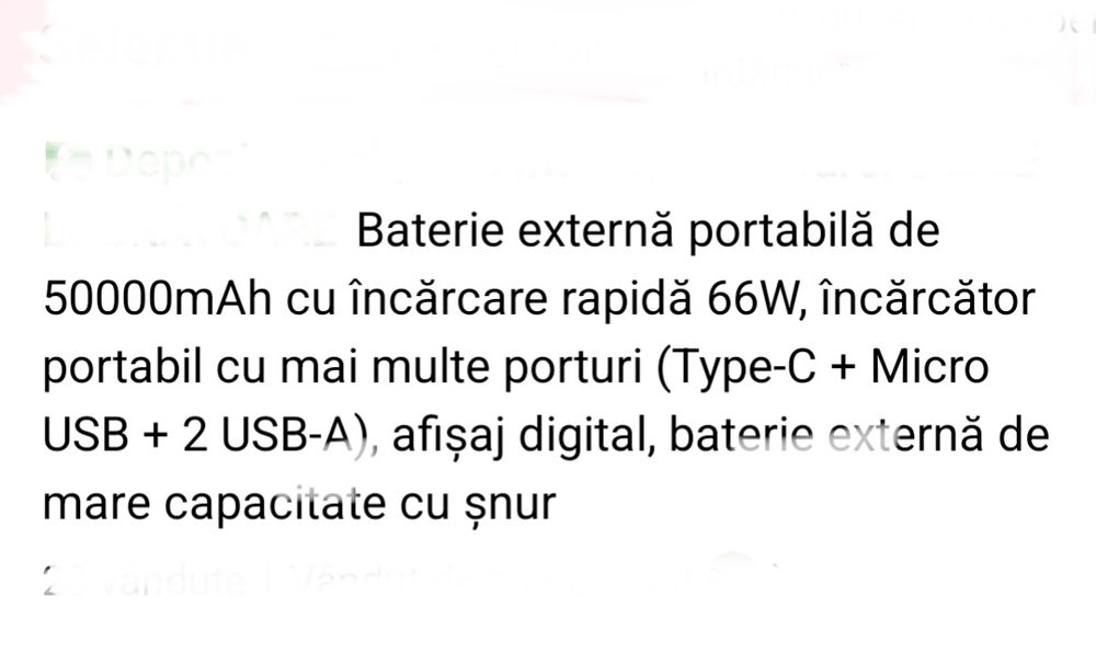 50000 mAh-66W Baterie externa cu afișaj led și lanternă