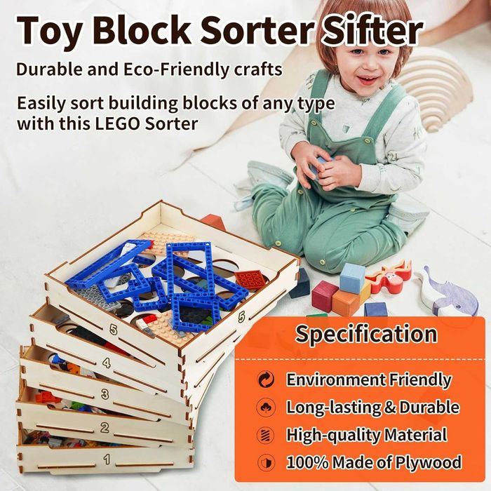 Кутия за сортиране на блокчета Lego с 4 тави за любители на Lego