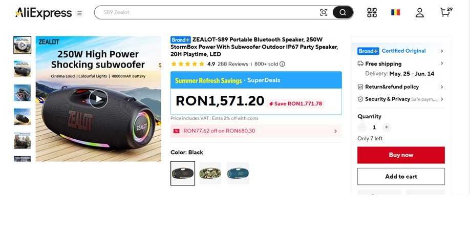 BOXA PARTY OUTDOOR (test video) ZEALOT Bombox S89/250W REALI/Bass 20Hz