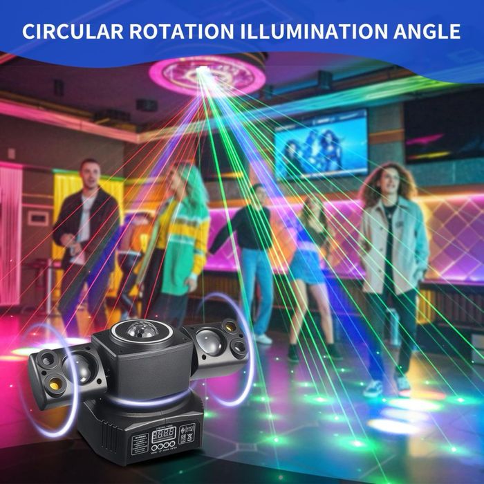 Lampa de discotecă rotativa  DJ DMX512 RGB controlată de muzică LED