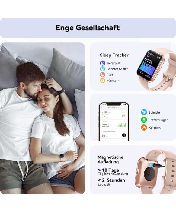 Smartwatch 1.8 inch, roz, ENOMIR