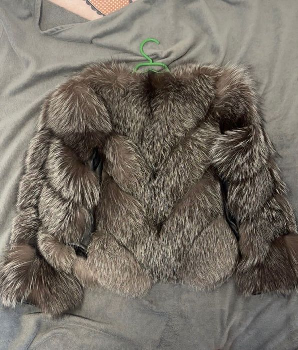 Blană naturală vulpe argintie și maro