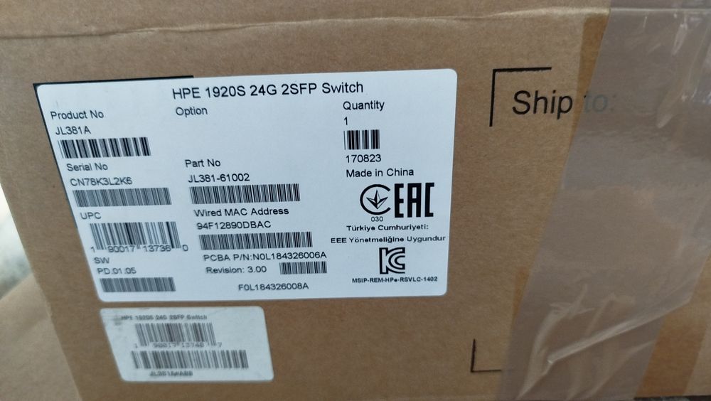 Switch HPe 1920S 24 porturi nou