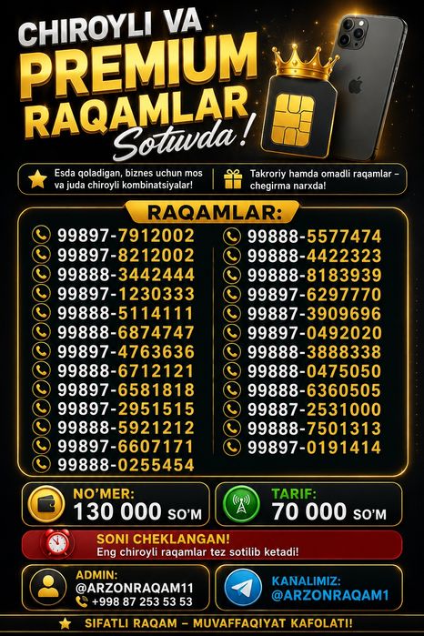 Arzon va chiroyli raqamlar