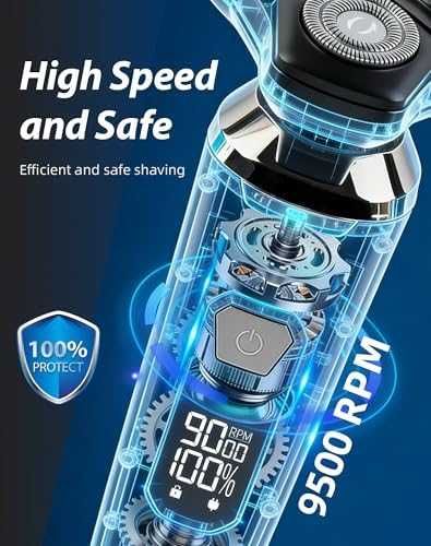 Нова 3 в 1 Мъжка електрическа самобръсначка 4D плаващи глави, бръснене