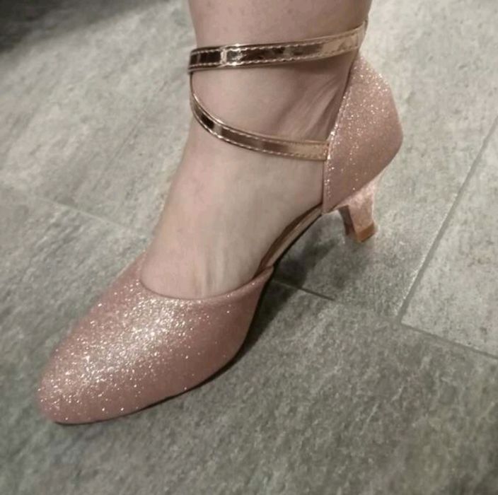 Sandale elegante de dans, sau ocazii, roz auriu,  40, noi