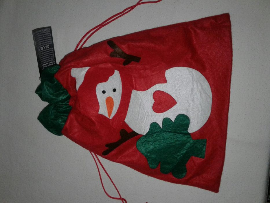 Saculet de Mos Craciun, nou, R/V, 33x27cm, imprimeu, snur