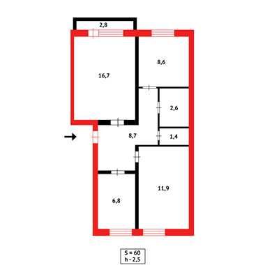 Продам 3х ком.3эт, год 1990, 2мкр