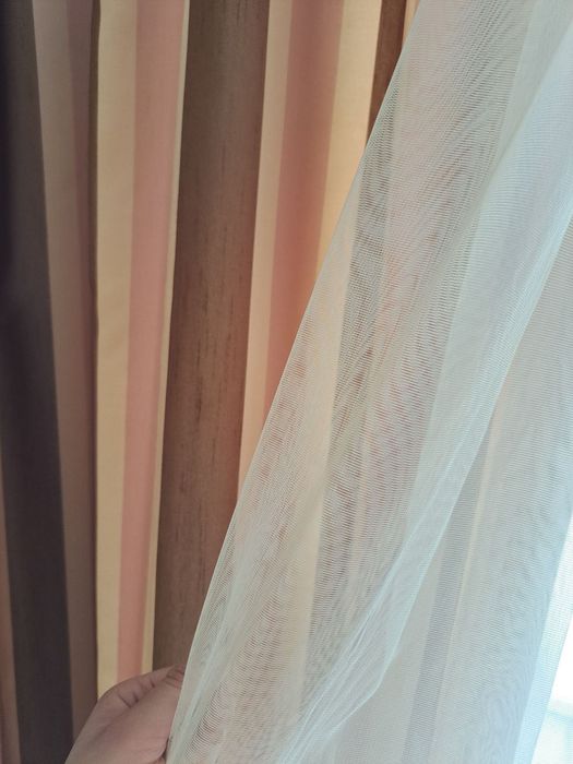 Луксозни хотелски завеси с прозрачно перде, комплект 3 части, готови за окачване
