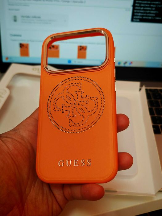 GUESS Калъф Кейс Magsafe за iPhone 17 Pro / Orange / Оригинал /