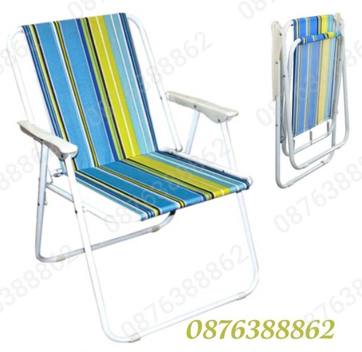 ПРОМО! Сгъваем плажен стол, до 80кг, Стол за градина, къмпинг, пикник