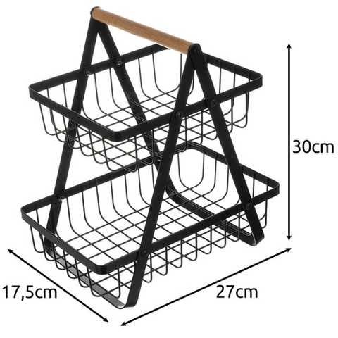 Декоративна кошница за плодове, изработена от метал, на два етажа