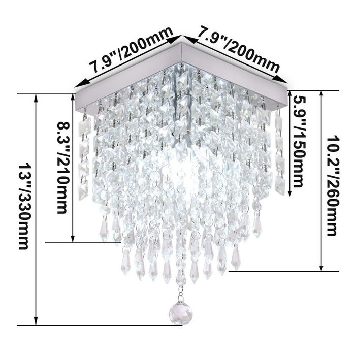 Candelabru de cristal FRIXCHUR, lampă de tavan încastrată, design modern cu picătură de ploaie – soclu E14
