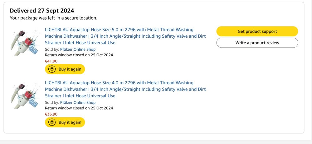Немски маркуч с Aquastop за пералня, съдомиялна