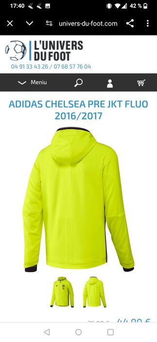 Jacheta Adidas Chelsea Londra S galben fluo