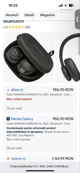 Casti over ear Harman/Kardon FLY ANC