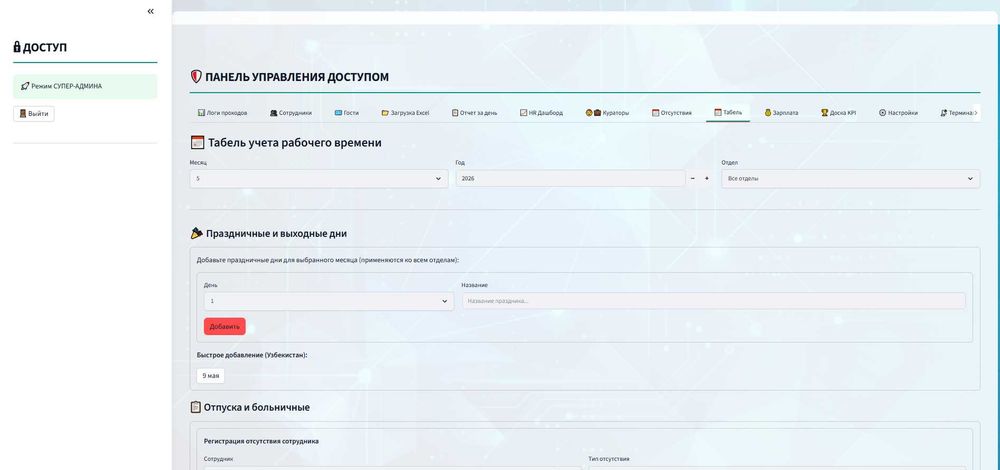 СКУД система +Аналитика и Отдел кадров