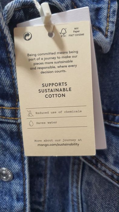 Mango Jachetă Denim medium blue mărime 36