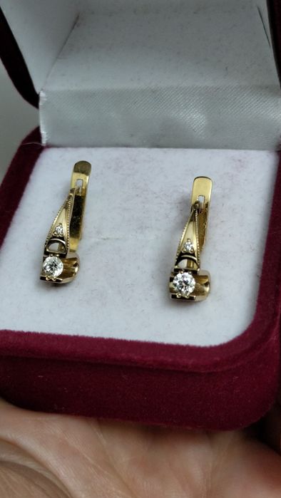 Советские желтые серьги 750 пробы
