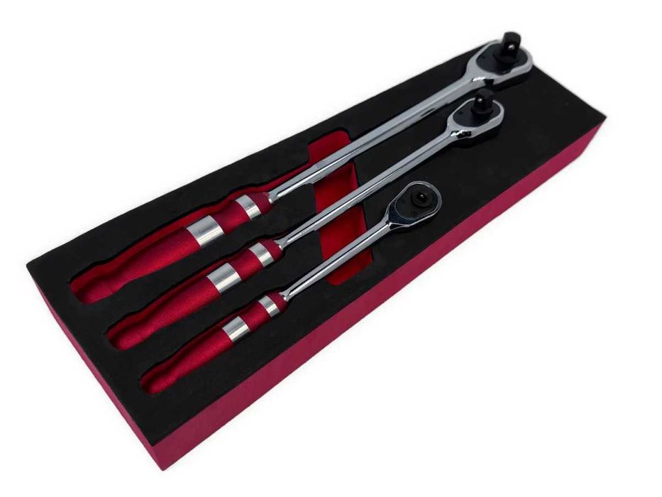 Комплект усилени тресчотки удължени XL 1/4″, 3/8″, 1/2″, KRAFTWELLE