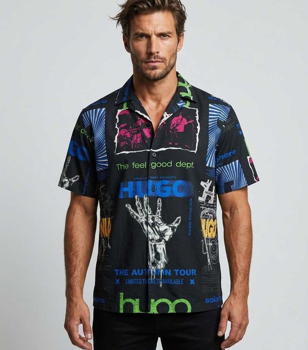 Hugo Boss Eligino - Оригинална мъжка риза с къс ръкав размер L