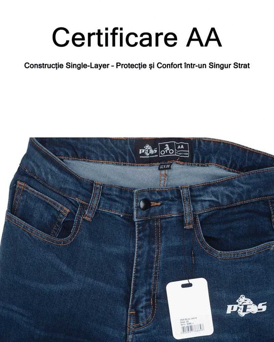 Blugi Moto PES Blue Jeans Protecți Nivel 2 Single layer Certificare AA