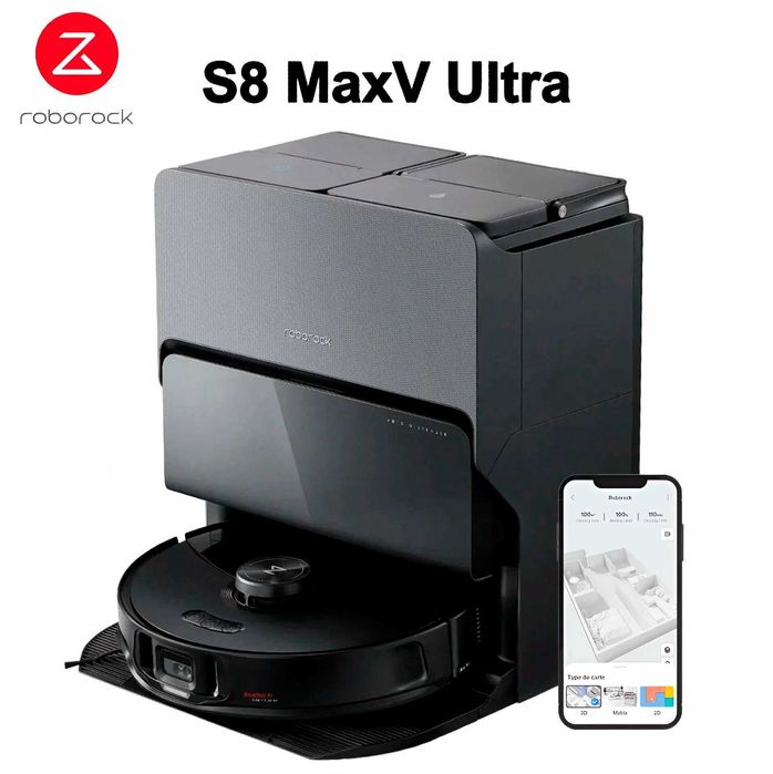 Робот-пылесос Roborock S8 MaxV Ultra черный, влажная и сухая уборка