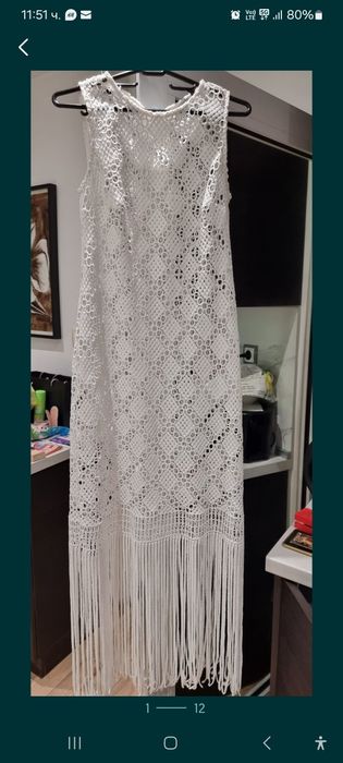 Рокля рязана дантела в бяло и оранж.Blumarine змийска.