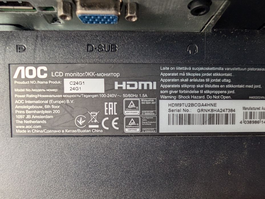 Monitor AOC C24G1 144hz defect