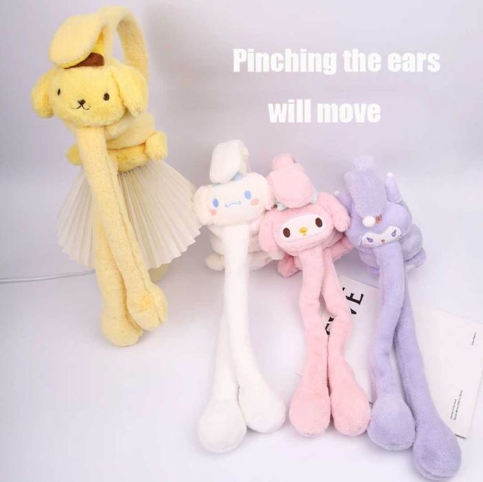 Плюшени светещи ушанки с мърдащи уши Hello Kitty Kuromi, Kitty Melody