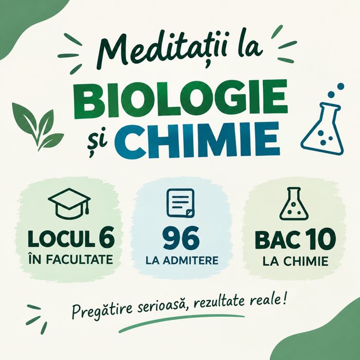 Meditații la biologie/chimie, 120 RON 2 ore